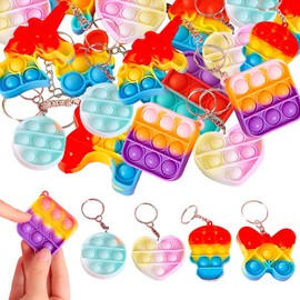 Mini Fidget Toy, 10 Pieces Pop Keychains, Party Gifts for Kids from 4-8, Butt pit Keychain for Kids Boys Girls Party Bags Children's Birthday Party Bag