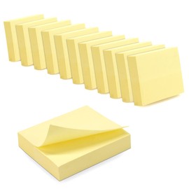WAYTEX 1200 Sticky Notes Pastel Yellow 12 Pads of 100 Sheets 5 x 4 cm Horizontal