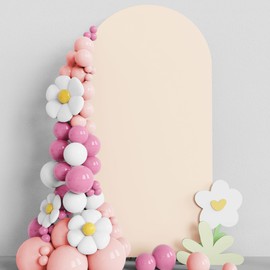 Asee'm 6.6FT Wedding Arch Cover Beige Fitted Spandex Cover 2-Sided Round Top Chiara Backdrop Stand Covers for Party Ceremony Birthday Banquet Decoration