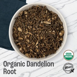 J Mac Botanicals Organic Dandelion Root (8 oz) unroasted, herb for tea and other infusions, Packaged in the USA, Certified USDA Organic