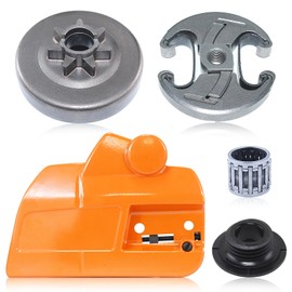 Atunee 455 Clutch Drum Sprocket & Brake Clutch Cover for Husqvarna 455 460 Rancher Chainsaw, 3/8 Clutch Drum Cover Assembly for Husky 455 460 Replace 537286301 537291702 537110503