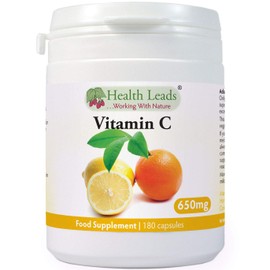 Pure Vitamin C 650mg Capsules, Ascorbic Acid, Unbuffered & Non-GMO, Suitable or Vegetarians & Vegans, Magnesium Stearate Free & No Nasty Additives, Formulated & Made in Wales… (180 Capsules)