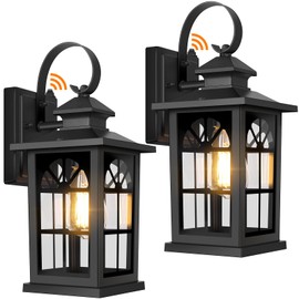 2-Pack Dusk to Dawn Outdoor Wall Light Fixtures, Aluminum Exterior Lighting Fixtures Wall Mount, Waterproof Porch Lights Outdoor Wall Sconces Lanterns, Black Outside Lights for House Front Door Garage