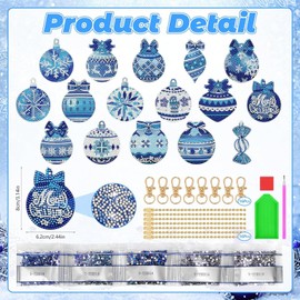 Pack of 16 Christmas Baubles Diamond Painting Christmas Pendants Diamond Painting Christmas Diamond Painting Advent Calendar Diamond Painting