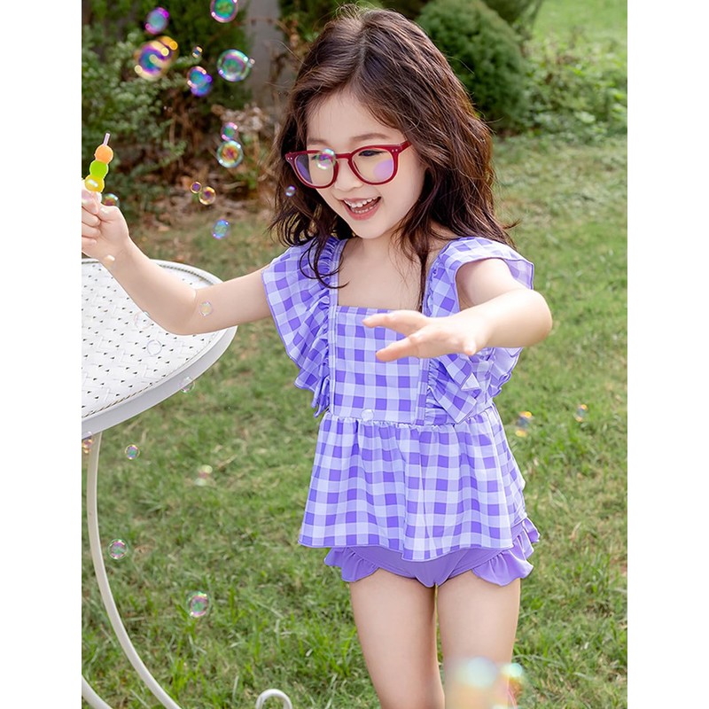 [AILITI] キッズ 水着 女の子 セパレート 3点セット 子供用水着 ノースリーブトップス ショートパンツ フリル