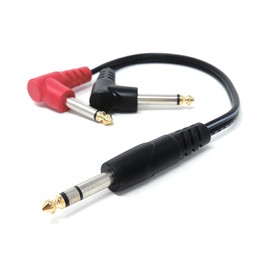 DRUT 30cm 6.35mm 1/4" Stereo Jack to 2 x Mono Jacks Audio Cable Lead for Music Instruments, Mixer, AMP, Guitar 1ft