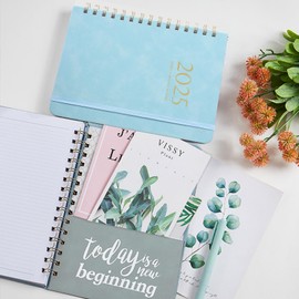 2025 Planner Weekly and Monthly Planner 2025, 6.4" x 8.5", Jan - Dec 2025, Calendar Planner Daily Planner, Premium Pages, Twin-Wire Binding, Tabs, Elastic Closure, Pocket, Faux Leather Cover, Yearly Agenda, Blue