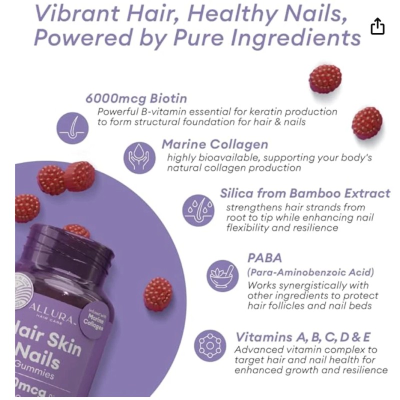 allura Hair Skin and Nails Vitamins for Women –Extra Strength