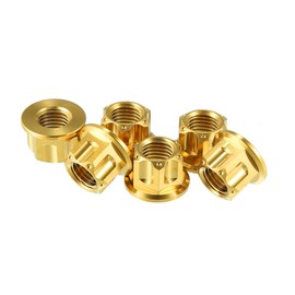 Motoforti 6pcs Titanium Alloy M12 Pitch 1.5mm Sprocket Flange Nut Gold Tone