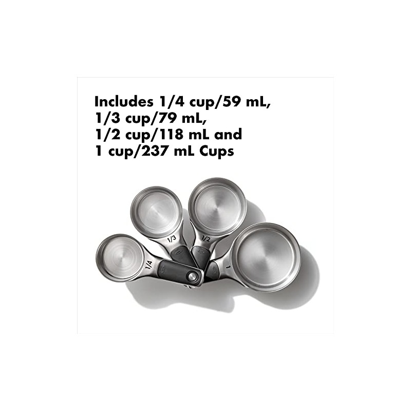 Oxo 11180500 Juego Tazas Cucharas Medidoras Acero, Multicolor, 8 Piezas