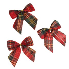 Pack of 10 Christmas Tree Bows Decorative Bow Bells Christmas Tree Decoration Decorative Bows Decoration for Christmas Tree Decorations Wedding Birthday Christmas, Red Checked