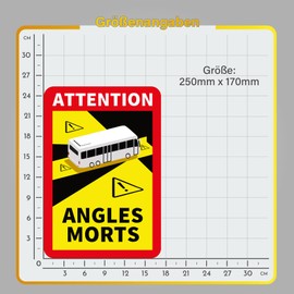 Finest Folia Angles Morts RV004 Magnetic Film 25 x 17 cm for Vehicles Mandatory from 3.5 t in France Warning Blind Spot Magnet UV Weatherproof Durable Magnetic RV004 (Bus Magnet, 3 Stickers)