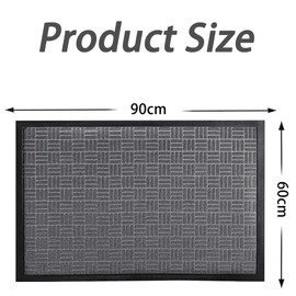 Front Door Mat, Heavy Duty Durable Doormat for Indoor Outdoor, Natural Rubber Waterproof Easy Clean Welcome Mat Rugs for Entryway Patio Garage 60×90cm, Grey