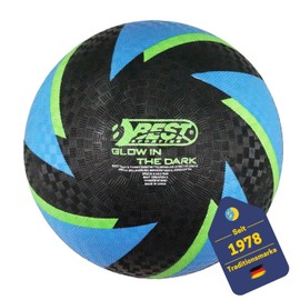 Best Sporting Barefoot Football Glow in The Dark I Lightweight Ball Size 5 I Black/Blue Sports Ball I Luminous Kickball I Children's Play Ball Made of PVC I Beach Ball for Indoor and Outdoor Use