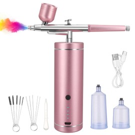 Airbrush Kit with Compressor, Upgraded Cordless Air Brush Gun with Indicator Light Display, 23PSI/25PSI/27PSI Adjustable, for Nail Art, Painting, Makeup, Skin Hydration
