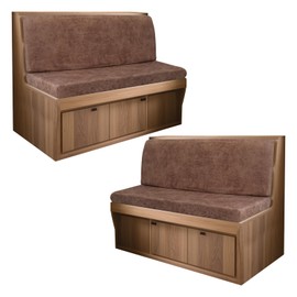 Oloepfo 4PCS Leather Look RV Dinette Cushion Covers, Stretchable Camper Cushion Covers Washable Rv Seat Covers Furniture Protector Rv Covers with 2 Brown Backrest Cover & 2 Bench Cover