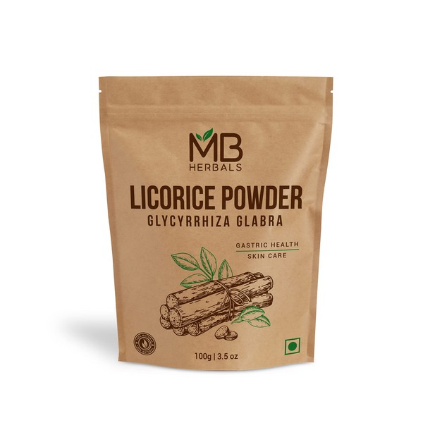 MB Herbals Licorice Root Powder 100 Gram | 3.5 oz | Pure Glycyrrhiza glabra | Mulethi | Yashtimadhu