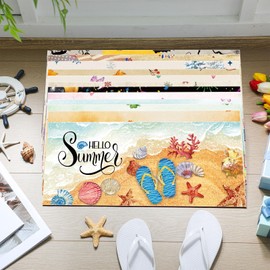 Tinideya 12 Pcs Holidays Interchangeable Entrance Doormats Seasonal Welcome Doormats Decorative Funny Non Slip Backing Mats for Independence Day Christmas Front Door, 10 x 22.05 Inches