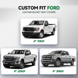 GIANT PANDA Front Car Seat Covers for 2009-2026 Ford F150,2017-2026 F250 F350 Super Duty Crew Cab SuperCrew SuperCab Pickup Trucks,Faux Leather Bucket Seat Covers (Black) 2-Pack