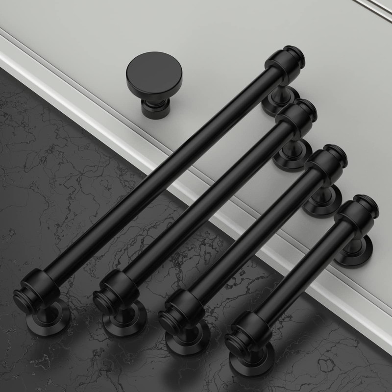 Amerdeco 10 Pack Matte Black Cabinet Pulls 3 Inch Hole