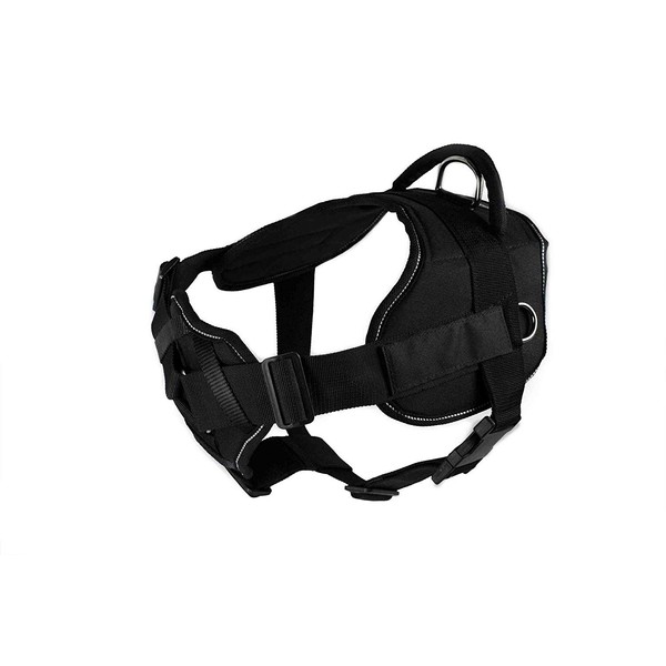 Dean & Tyler Fun Harness with Padded Chest Piece and Strap for Dogs, Medium, Black with Reflective Trim