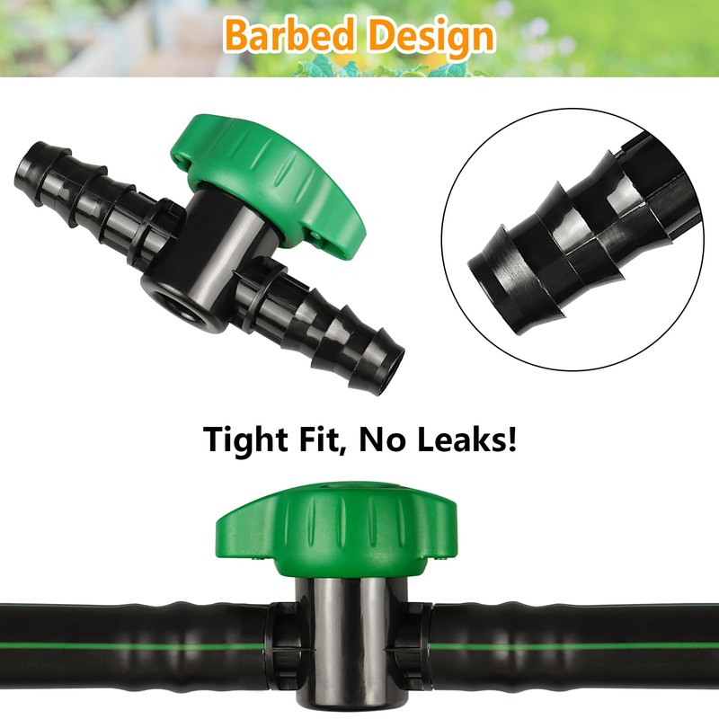 JOYPRO 1/2 Inch Drip Irrigation Barbed Valve, 8 Pack 1/2"