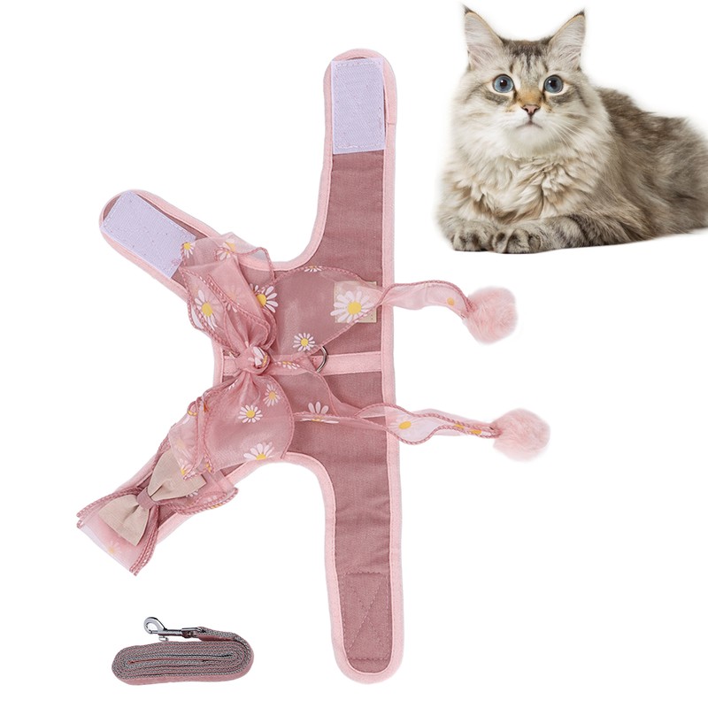 Cat Harness and Leash Set Breathable Fairy Bowknot Vest Cat