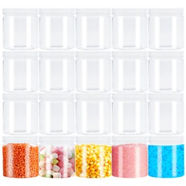 Szsrcywd 20Pack 4oz Clear Plastic Slime Containers with Lids,Round Refillable Travel Storage Sealed Jars Wide Mouth Container for Candy,Makeup,Cosmetics,Lotions,Eye Shadow,Cream,Butters