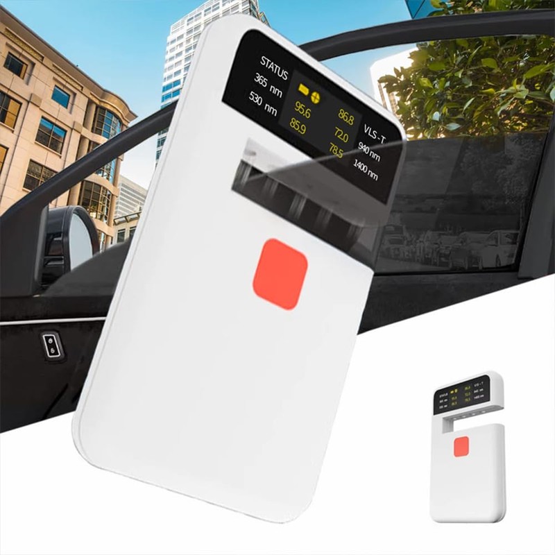 Digital Car Window Tint Tester CT-25,Transmittance Meter,5-in-1—VL(380nm-760nm)/UV/IR(940nm,1400nm),Ideal for Side Window