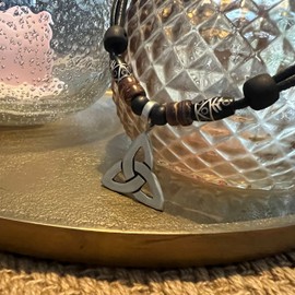 HANA LIMA Necklace Celtic Jewellery Celtic Knot Leather Chain Men Women Metal Pendant, Leather Wood, No Gemstone