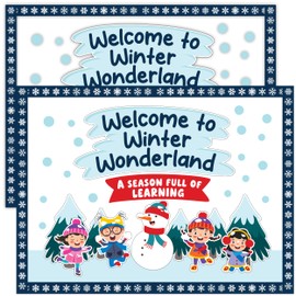 Decorably 65 Pcs Winter Bulletin Board Decorations Set with Borders - Winter Bulletin Board Set, Winter Bulletin Boards, Winter Classroom Bulletin Board Decorations Winter Classroom Decorations