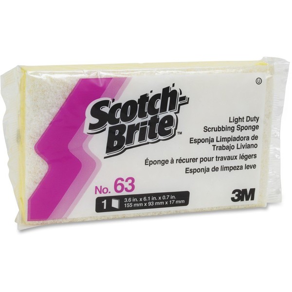 Scotch-Brite, MMM08251, Light-Duty Scrub Sponge/Carton, Yellow,White