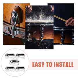 15 Pcs Single-End Snare Drum Lugs, Silver Metal Drum Claw Hooks, Replacement Parts for Snare and Bass Drums, Easy to Install, Drum Accessories for Percussion Instruments