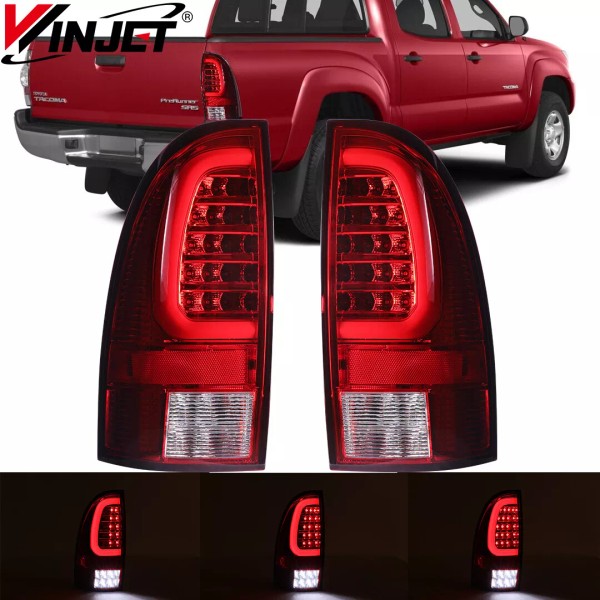 Winjet LED Sequential Tail Lights For 2005-2015 Toyota Tacoma Red