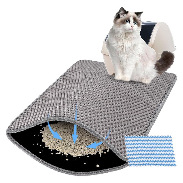 Grey Foldable Cat Litter Mat, 60 x 45 cm, Honeycomb
