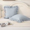 Silnuo Light Blue Plaid Ruffle Throw Pillow Covers Set of