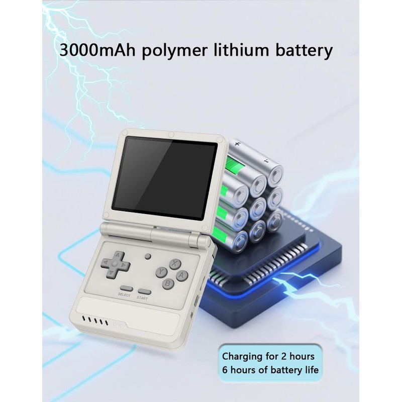 Powkiddy V90S Retro Handheld Console - 10,000+ Preloaded Games, Foldable