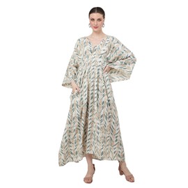 Miss Lavish London Kaftan Dresses - Long Caftan for Women with Pockets - Day out Sun Evening Holiday Dress Loungewear & Beach Ready Cover-Ups - Cantaloupe, Small