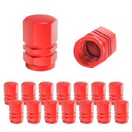 16 PCS Car Tire Valve Stem Caps, Waterproof Airtight Car Wheel Tire Valve Stem Caps/Covers Universal for Cars, Bicycles, Motorcycles, Trucks, Motorcycles, Car Accessories for Men Women (Red)