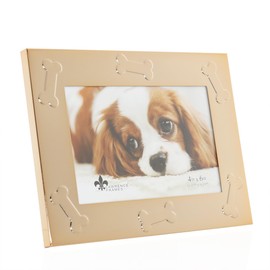Gold Metal Picture Frame - Dog Bone Design - 4x6