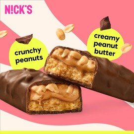 NICK’S Peanut Butter Keto Protein Bars – 15g Protein, 214 Calories, No Added Sugar – Low Carb, Gluten-Free Snack – 12-Pack (50g Each)