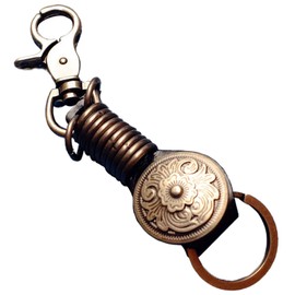 BUZZxSELECTION AC101 Men's Keychain, Stylish, Key Ring, Cowhide Leather, Retro Charm, Miscellaneous Goods (01 Black)