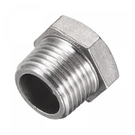 sourcing map Reducer Hex Bushing, 1/2 PT Male to 3/8 PT Female 304 Stainless Steel Reducing Pipe Fitting Adapter