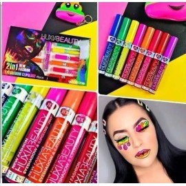 Huxia Beauty Set 15pzs Sombra Y Labial, 2 En 1 Colores Neon