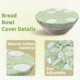 VKU Sourdough Bowl Covers, Thickened Large Elastic Cover for Bread Proofing Food Fruit Salad Storage, 100% Cotton Cloth Fabric Washable (Green)