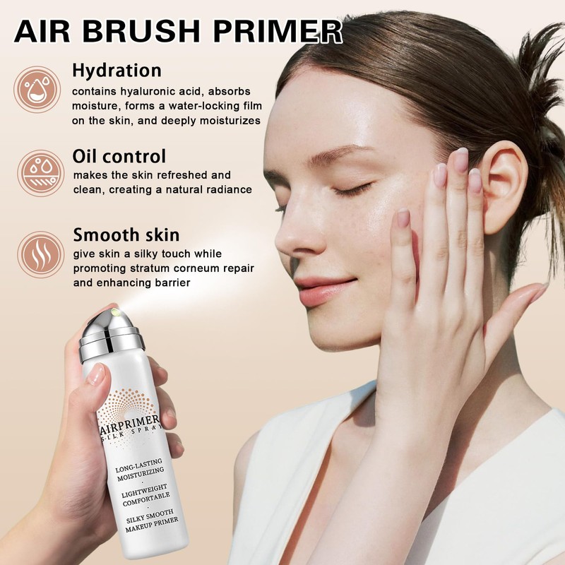 QIUFSSE Airbrush Foundation with Primer,Silk Flawless Airbrush Makeup,Buildable Coverage with