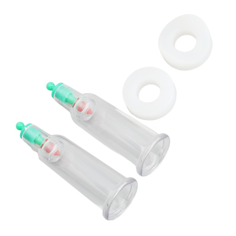 2pcs Finger Cupping Therapy Cups with Silicone Flat Elbow Rings