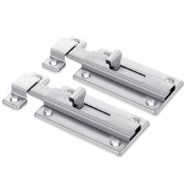 2 Pieces Bathroom Stall Door Latch 4 inch Door Bolts with Screw Stainless Steel Latch Sliding Door Lock Mounted Slide Bolt Silver Sliding Lock Barrel Bolt Bathroom Stall Hardware for Internal Doors
