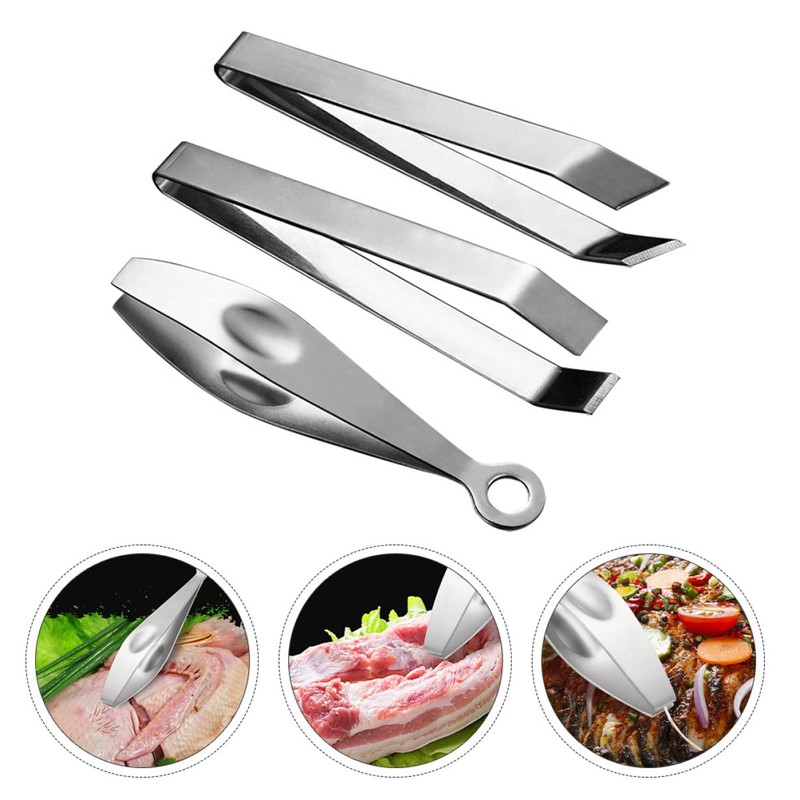 Healvian 3pcs Stainless Steel Poultry Tweezer Set Durable Hair Puller