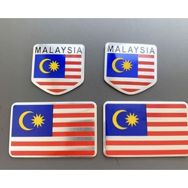4Pcs Metal Malaysia Car Decal, Flag Stickers for Cars Trucks SUV Boats Bumper Window Fender, Patriotic Badges